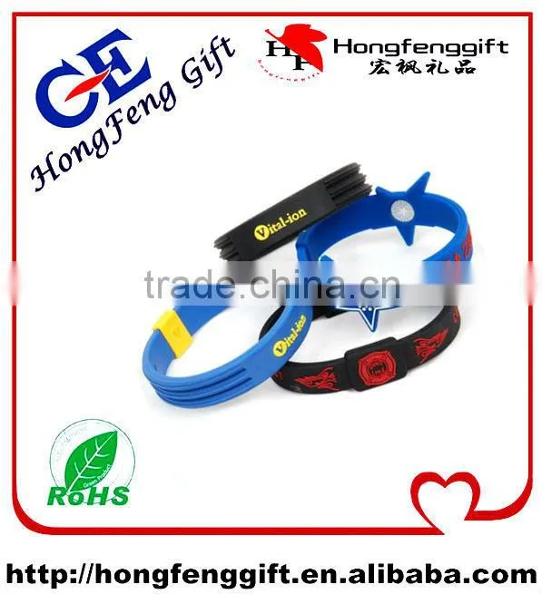 Great quality 1 inch silicone bracelet / rubber wrist band / ink filled wristband