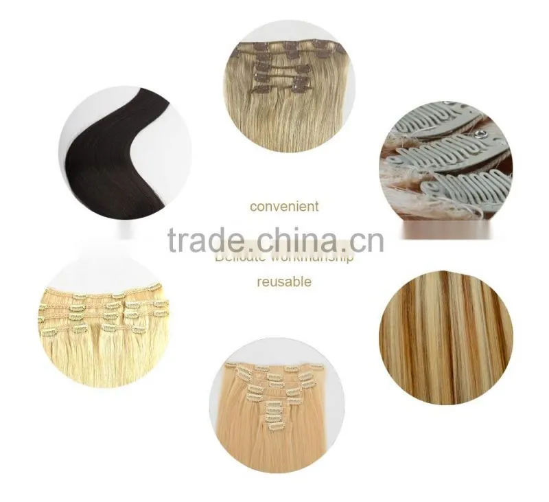 Wholesale double drawn colored brazilian human hair extension two tone clip in hair extensions