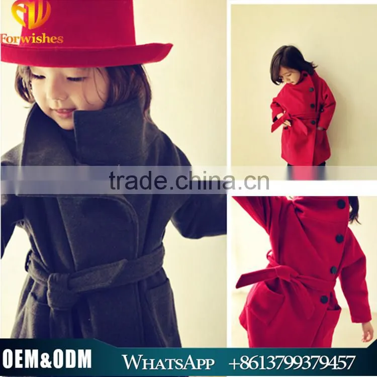 Fashion Vintage Girls Pea Coat Little Girls Winter Wool Hooded Classic Coat