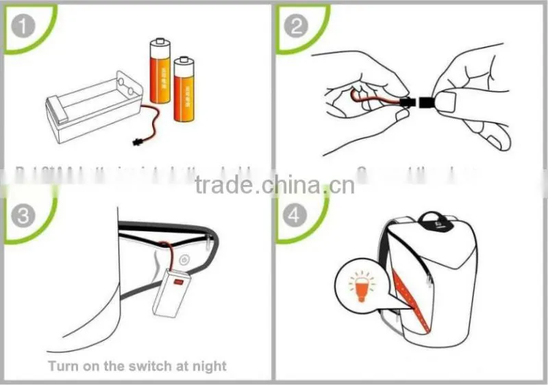 (160436) Cheap waterproof climbing hiking strong nylon backpack travelling bag with led light