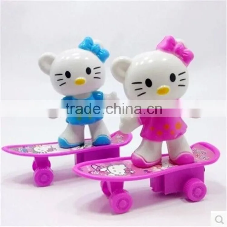 New arrival hello kitty figurine with cartoon skateboard,Cartoon Pull Back hello kitty Toys
