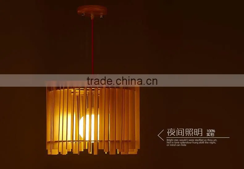 Wooden LED pendant light JK-8005B-04 round wooden e27 lamp holders pendant lamp with Japanese-style light bulb for living room l
