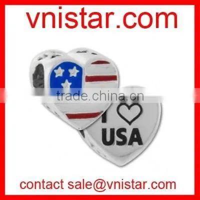 Vnistar metal alloy star shape large hole european style STATE flag beads for 2016 TB084