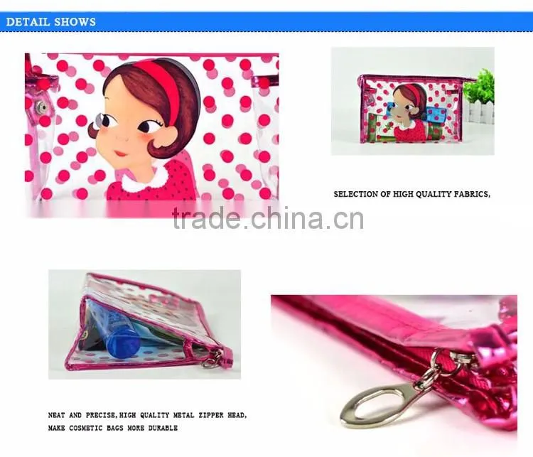 fashion transparent PVC for cartoon cosmetic bag simple small makeup bag