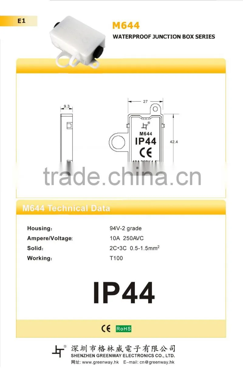 waterproof junction box with terminal connector for light