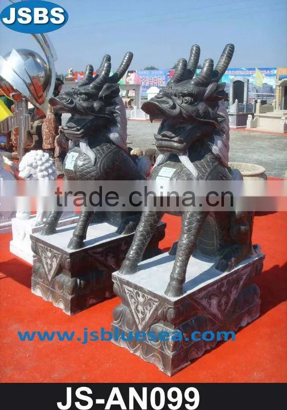 Red marble lion statue with wing