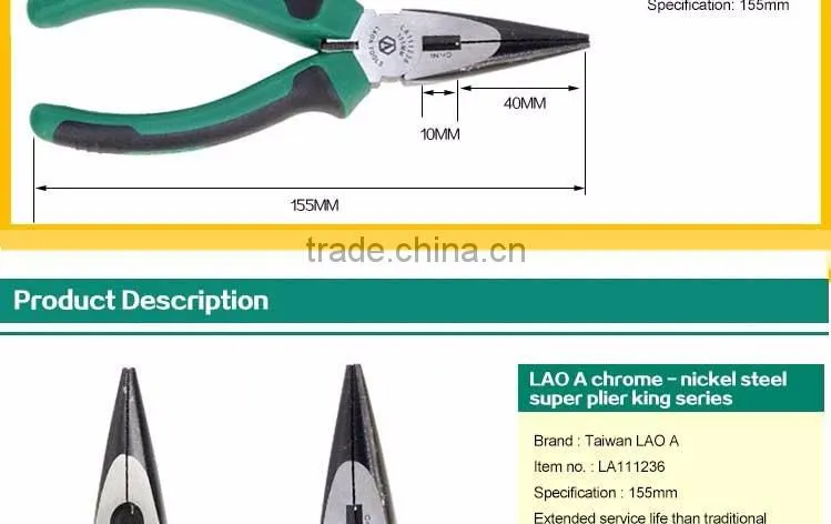 High quality Chromium nickel steel pliers nipper pliers long pointed nose pliers