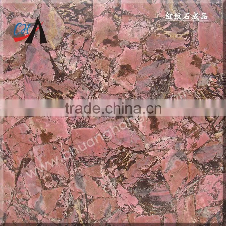 Rhodonite semi precious stone slab for table top,wall tile,TV background