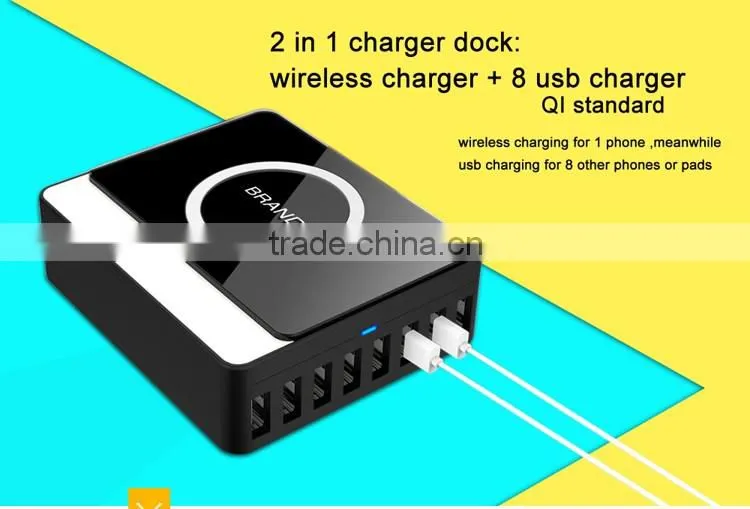 Multi-port usb wireless charger qi charging dock station for Samsung galaxy s7