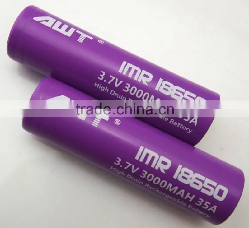 AWT Purple 18650 3000mah 35A Ascension P1 vape mod box mod jsb ecig awt 18650 high drain