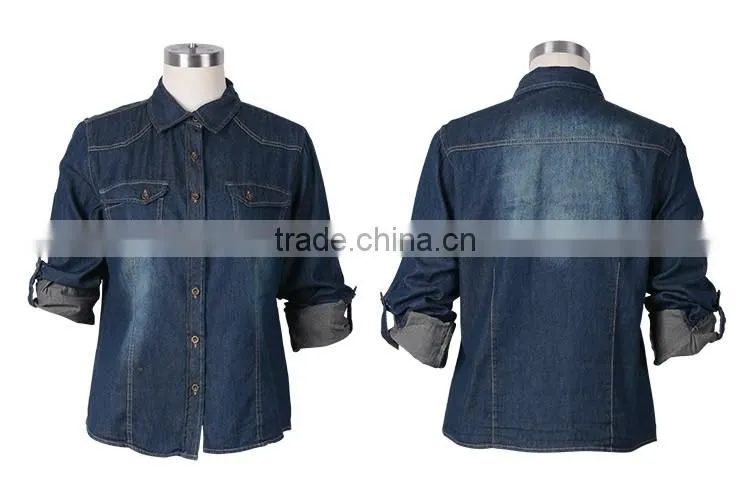 Top-end Cheap 100%Cotton Women fashion model denim blouse