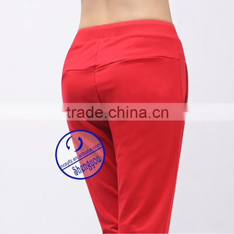 Custom polyester cotton womens jogger pants with pocket