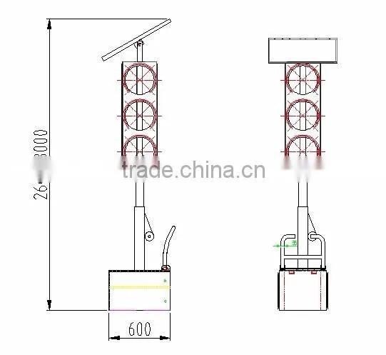 Hot sale kutuo mobile solar traffic light 300mm solar portable and temporary lighting traffic signal light