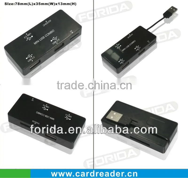 Mini USB 2.0 combo Notebook USB Hub & Card reader