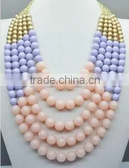 Green Arylic Beads Claw With Crystal Necklace