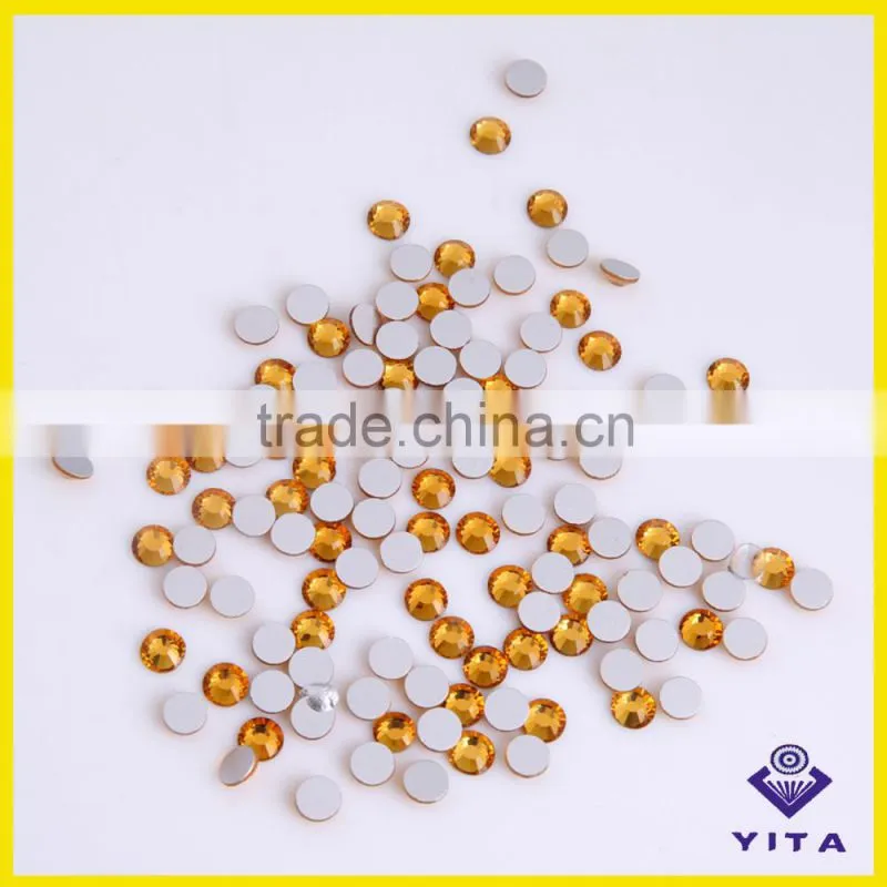China high quality non hot fix clear gold flatback shiny rhinestone wholesale