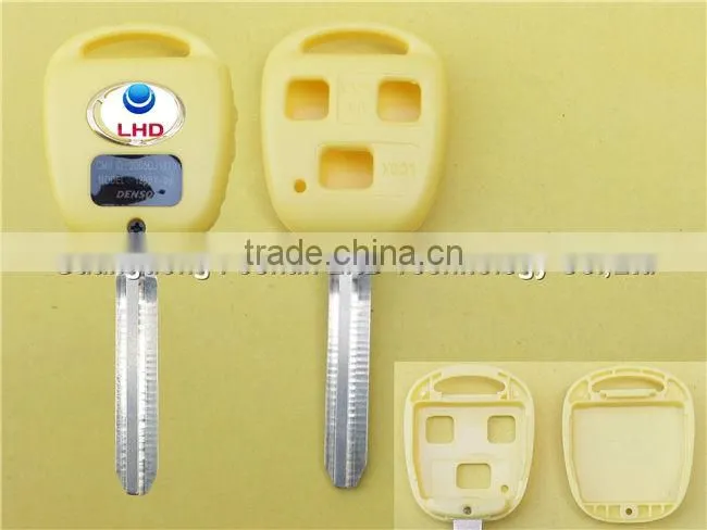 Toyota 3 buttons remote key fob case Toy43 blade in yellow