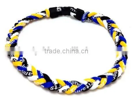 Useful high quality germanium 4 rope oem titanium twisted sports cord necklace