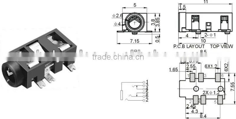 2.5mm universal phone jack