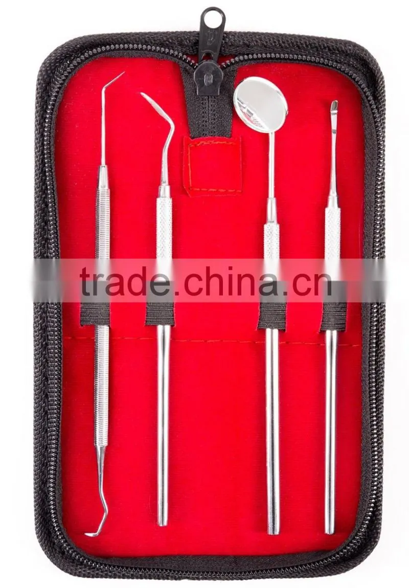 4 pcs Dental Set teeth cleaning scaler probe dentifrice steel instrument tartar scratches
