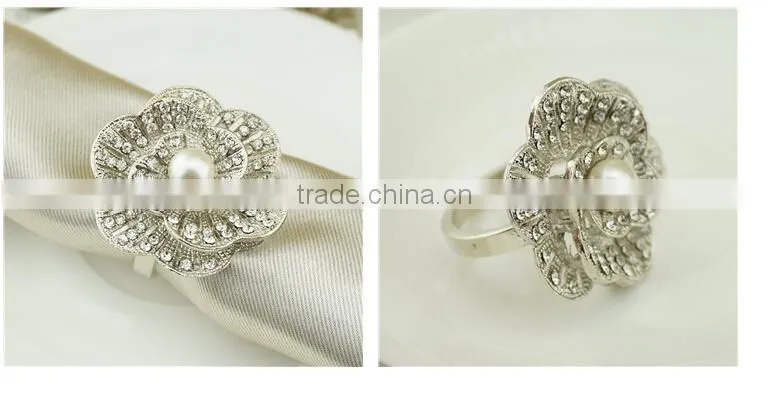 WHOLESALE pearl metal alloy flower shape Napkin Ring/Wrap, Weddings Party Home Decoration, Table Decoration