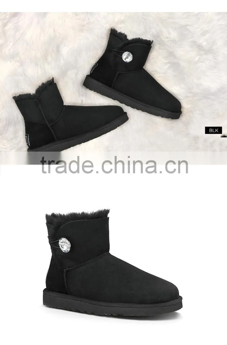2015 pure color hot cheap ankle genuine leather boots