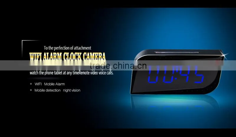 HD 720P H.264 Wide Angle Lens WIFI Alarm Clock ,Motion Detection SPY WIFI Alarm Clock Camera