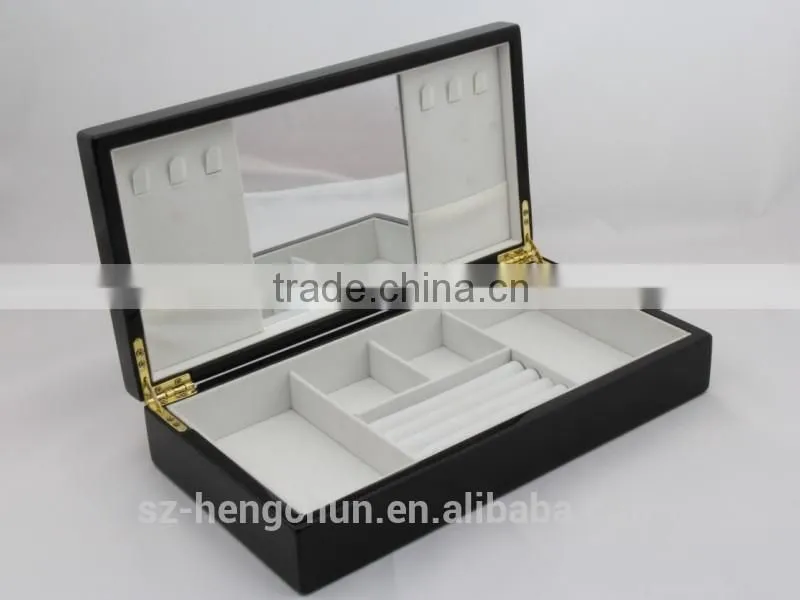 High-end wooden jewelry box with metal lock decoration