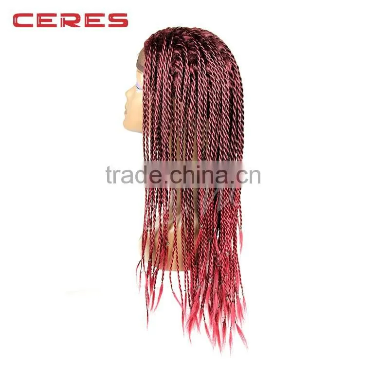 2016 New style cheap box braid lace wig for black women
