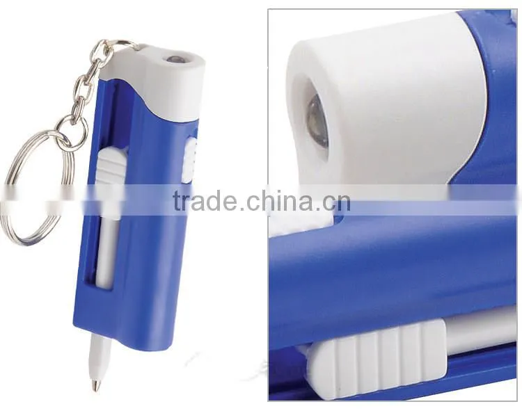 LED flashlight keychain with ball-point pen,Customized advertising gifts,custom key chain