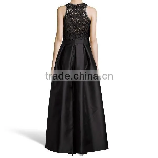 Black Floral Brocade And Sateen Evening Gown Latest Gown Designs