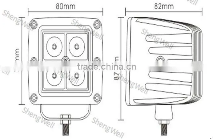 ShengWell 16W 3" Square LED driving light 9--32v IP67 CREE led car driving light 12volt cree ip67 led driving light