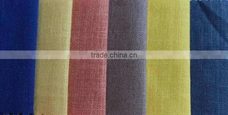 plain dyed solid color woven linenette blend nylon viscose fabric