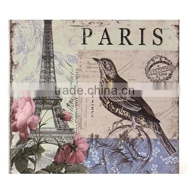 Antique Paris Tower And Flower Paper Gift Box