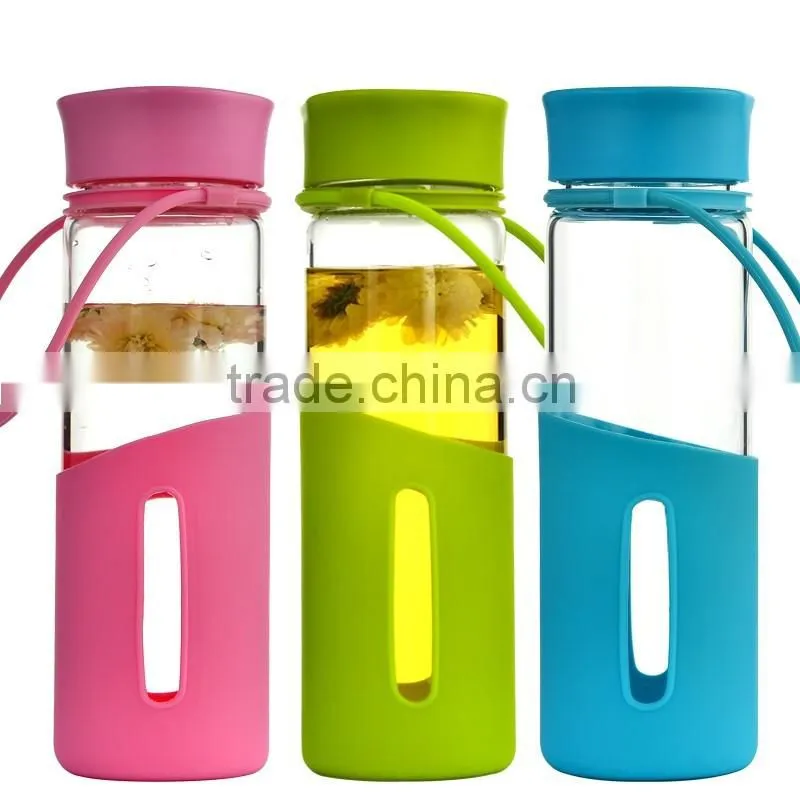high quality travel water borosilicate glass bottle