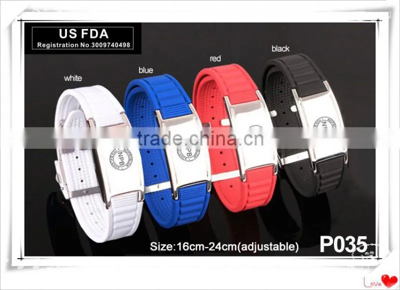 Noproblem P035 tourmaline titanium elastic silicone sports personalized fitness power bracelet