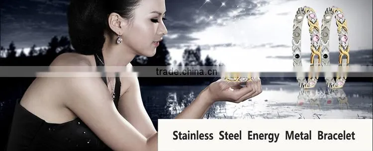 Gold Silver Plating Stainless Steel Health Bio magnetic bracelet 4 in 1 Bio energy bracelet