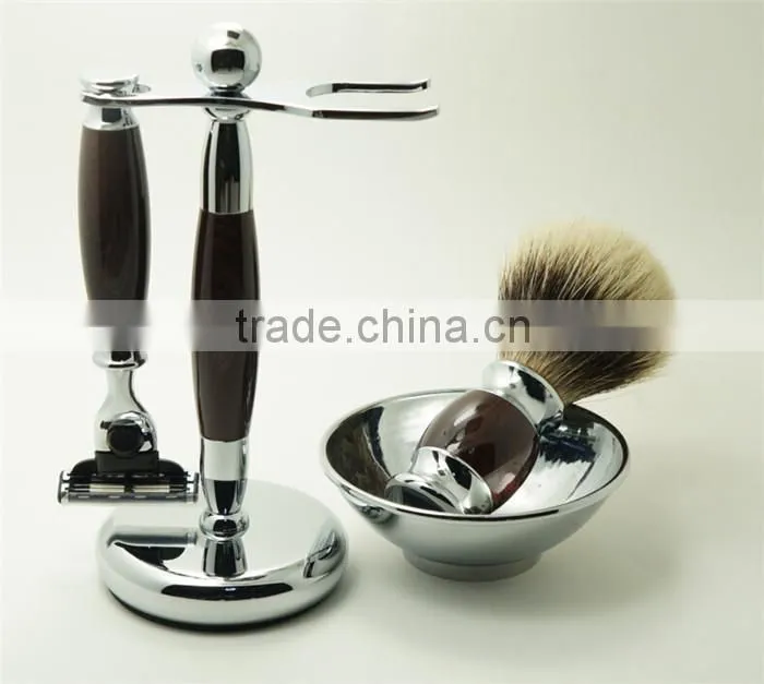 Hot Sale Metal Shaving Bowls Luxury Razors Real Badger Hair Brushes Shaving Set