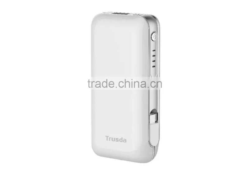 U902 Built in Cables Custom logo High quality Lithium battery 5200mAh power bank for Phones and Tablets