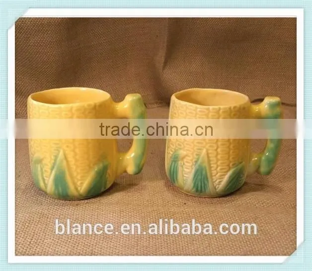 funny ceramic corn shaped coffee mug in 3d design cup