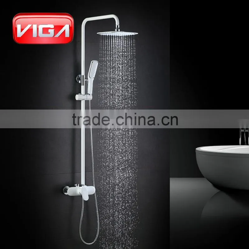 Elegant white shower column set brass body rain shower set