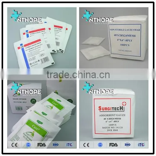medical sterile gauze swabs 2''x2'' 3''x3'' 4''x4''