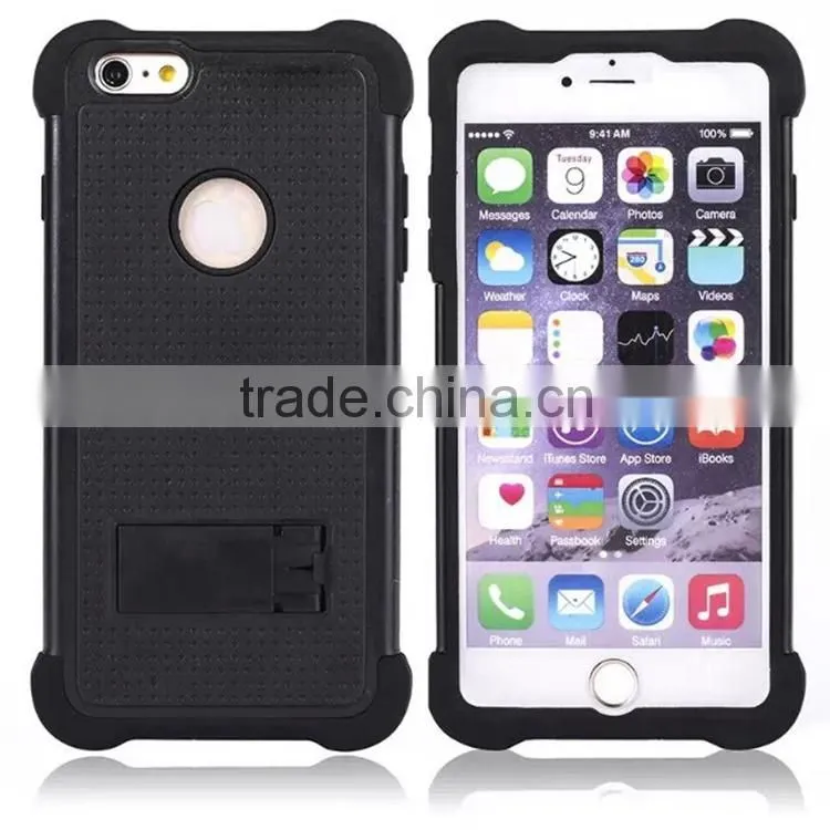 China Manufacturer Anti-throw 3 in 1 dual layer case with kickstand TPU PC Silicon protective case cover for Apple iphone 6