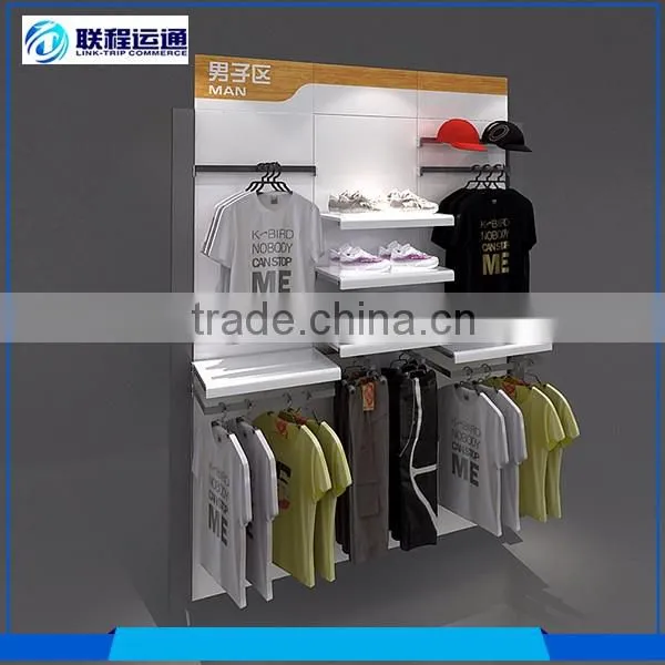 Power coating stainless wall mount shelf t-shirt display rack