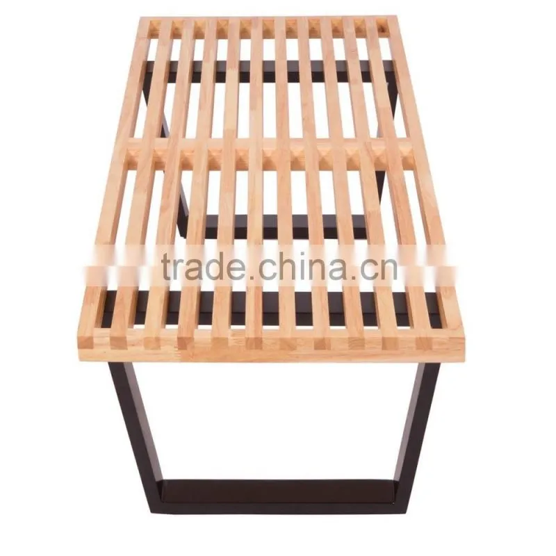 Walnut Finish 48-inch mid century modern living room Slat Bench