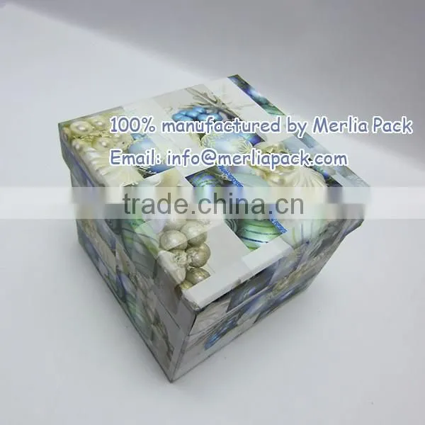 LED Lights Xmas Decorations Paper Box Handmade 2016 Lid and Base Box