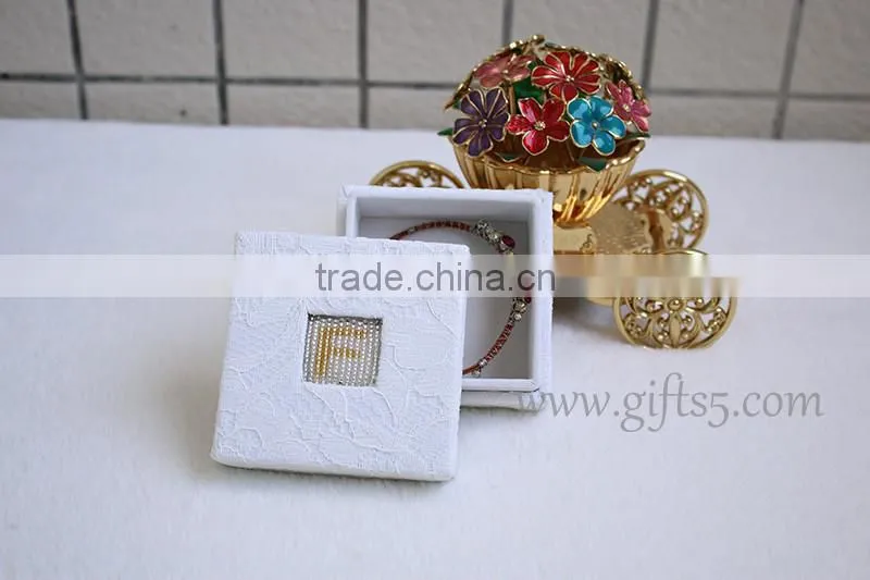 Unique jewelry gift boxes with beaded name plate of F