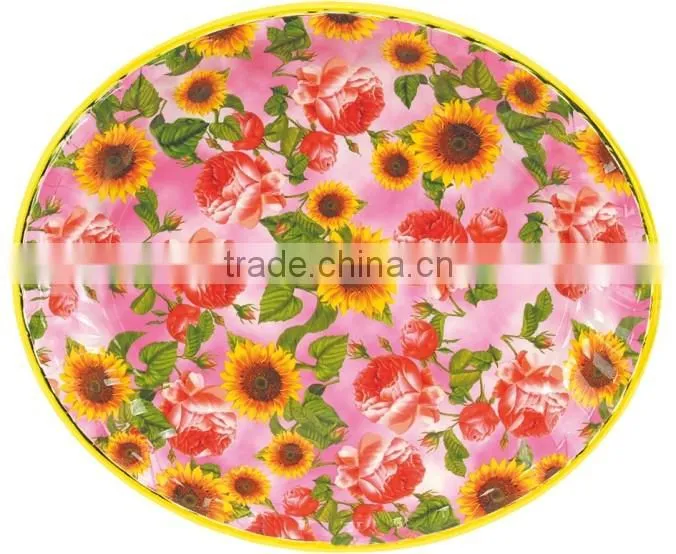 Oval plastic golden line pp fruit plate