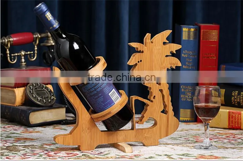WR007/100% Bamboo Material Chinese Style Hot Sale Fishing Shaped Folding Bamboo Wine Rack