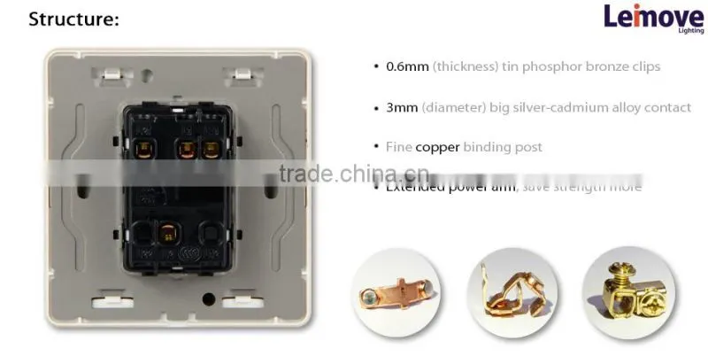 2015 new design 220v italian gold Simple electric wall light switch and socket